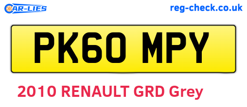 PK60MPY are the vehicle registration plates.