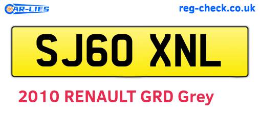 SJ60XNL are the vehicle registration plates.