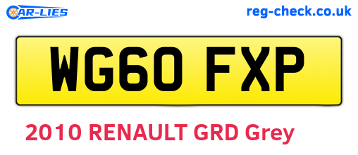 WG60FXP are the vehicle registration plates.