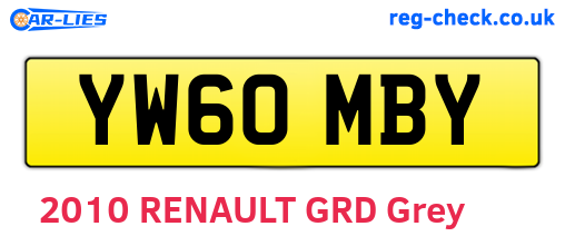 YW60MBY are the vehicle registration plates.