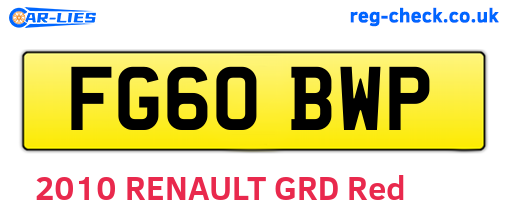 FG60BWP are the vehicle registration plates.