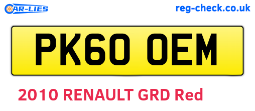 PK60OEM are the vehicle registration plates.