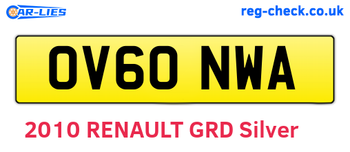 OV60NWA are the vehicle registration plates.