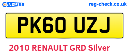 PK60UZJ are the vehicle registration plates.