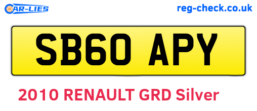 SB60APY are the vehicle registration plates.