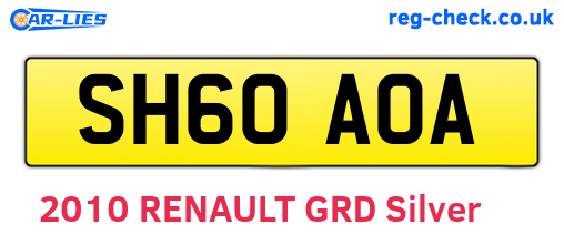 SH60AOA are the vehicle registration plates.