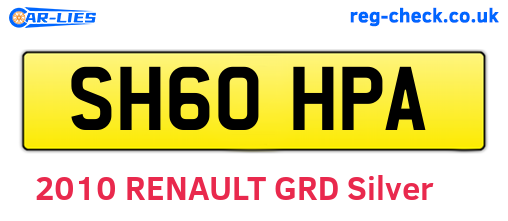 SH60HPA are the vehicle registration plates.