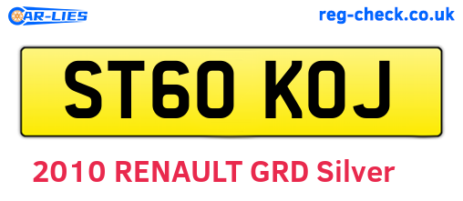 ST60KOJ are the vehicle registration plates.