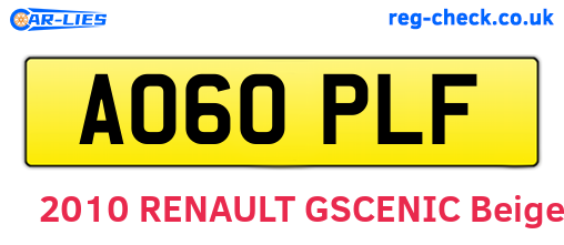 AO60PLF are the vehicle registration plates.