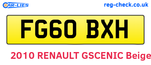 FG60BXH are the vehicle registration plates.