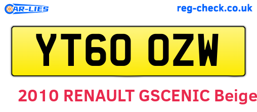 YT60OZW are the vehicle registration plates.