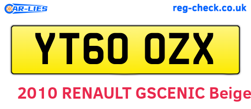 YT60OZX are the vehicle registration plates.