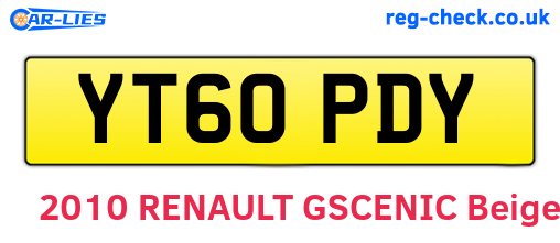 YT60PDY are the vehicle registration plates.