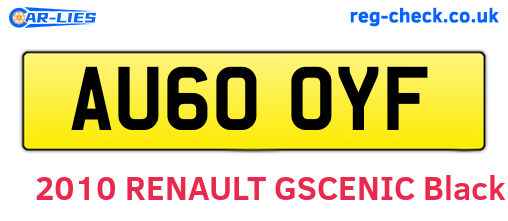 AU60OYF are the vehicle registration plates.