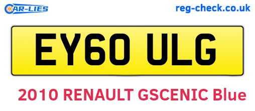 EY60ULG are the vehicle registration plates.