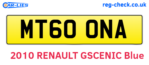 MT60ONA are the vehicle registration plates.