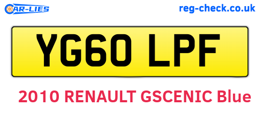 YG60LPF are the vehicle registration plates.