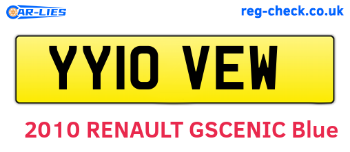 YY10VEW are the vehicle registration plates.