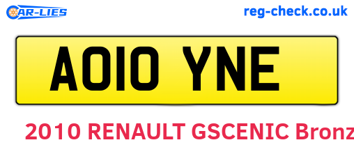 AO10YNE are the vehicle registration plates.