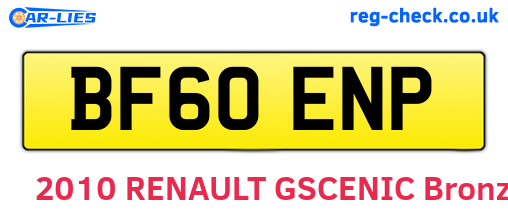 BF60ENP are the vehicle registration plates.