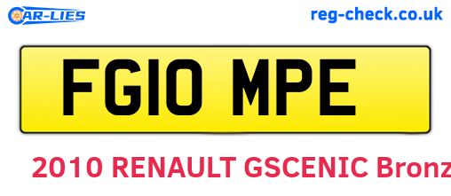 FG10MPE are the vehicle registration plates.