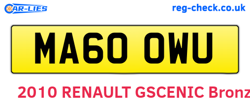 MA60OWU are the vehicle registration plates.