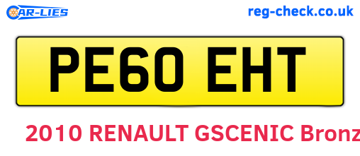 PE60EHT are the vehicle registration plates.