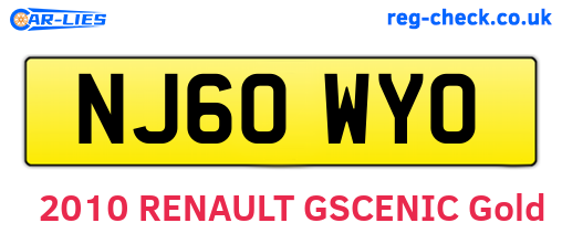 NJ60WYO are the vehicle registration plates.