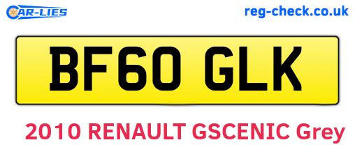 BF60GLK are the vehicle registration plates.