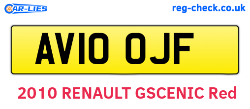 AV10OJF are the vehicle registration plates.