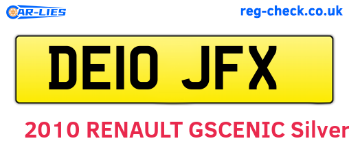 DE10JFX are the vehicle registration plates.
