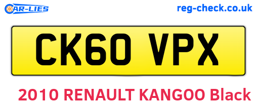 CK60VPX are the vehicle registration plates.