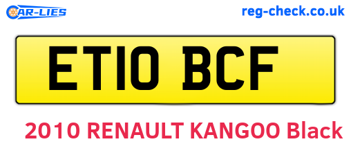 ET10BCF are the vehicle registration plates.
