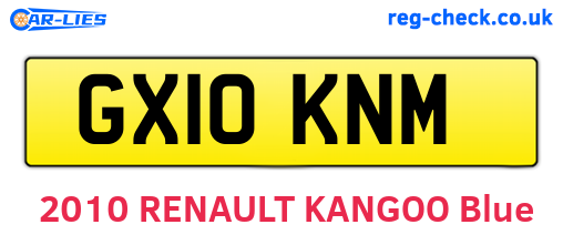 GX10KNM are the vehicle registration plates.