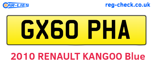 GX60PHA are the vehicle registration plates.