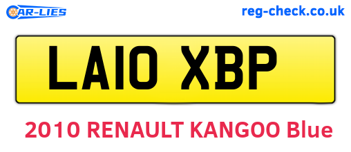 LA10XBP are the vehicle registration plates.