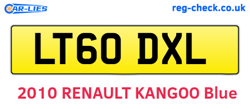 LT60DXL are the vehicle registration plates.