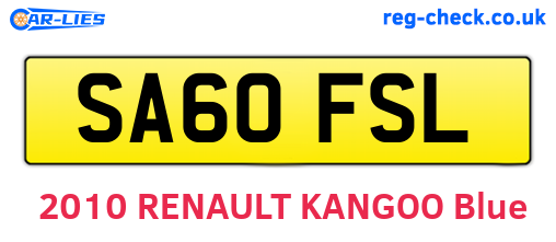 SA60FSL are the vehicle registration plates.