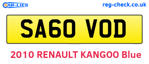 SA60VOD are the vehicle registration plates.