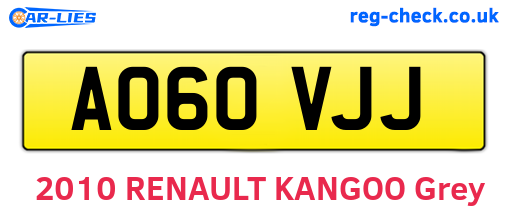 AO60VJJ are the vehicle registration plates.
