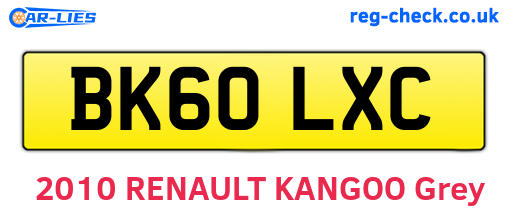 BK60LXC are the vehicle registration plates.