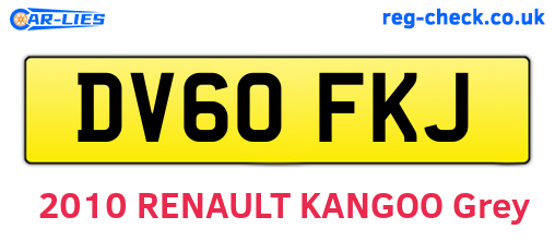 DV60FKJ are the vehicle registration plates.