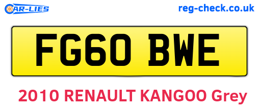 FG60BWE are the vehicle registration plates.