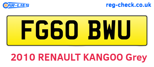 FG60BWU are the vehicle registration plates.