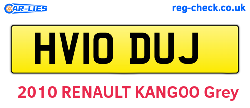 HV10DUJ are the vehicle registration plates.