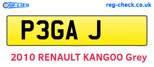 P3GAJ are the vehicle registration plates.
