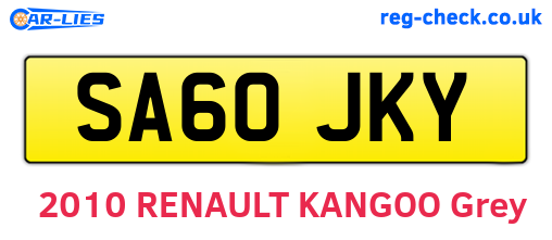SA60JKY are the vehicle registration plates.