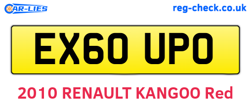 EX60UPO are the vehicle registration plates.