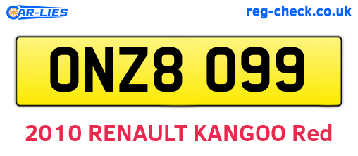 ONZ8099 are the vehicle registration plates.