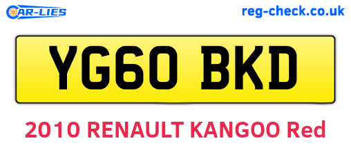 YG60BKD are the vehicle registration plates.